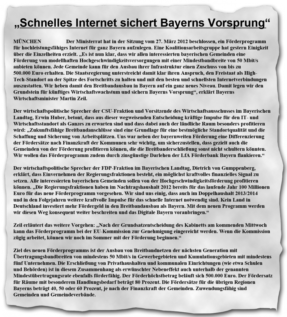 Schnelles Internet sichert Bayerns Zukunft.
